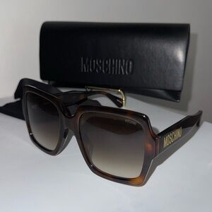 Moschino Brown Gradient Square Sunglasses with Gold Logo